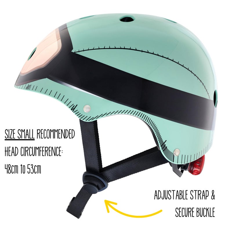 Hornit Mini Lids Kids Helmet. Fully-Adjustable Multi-Sport Hard Shell Helmet with Rear Safety Light, Small, Commander - Image 4